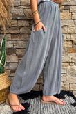 Lina Linen Blend Barrel Pant Washed Charcoal
